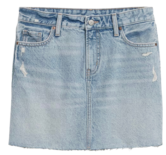 Mid-Rise OG Straight Cut-Off Jean Mini Skirt