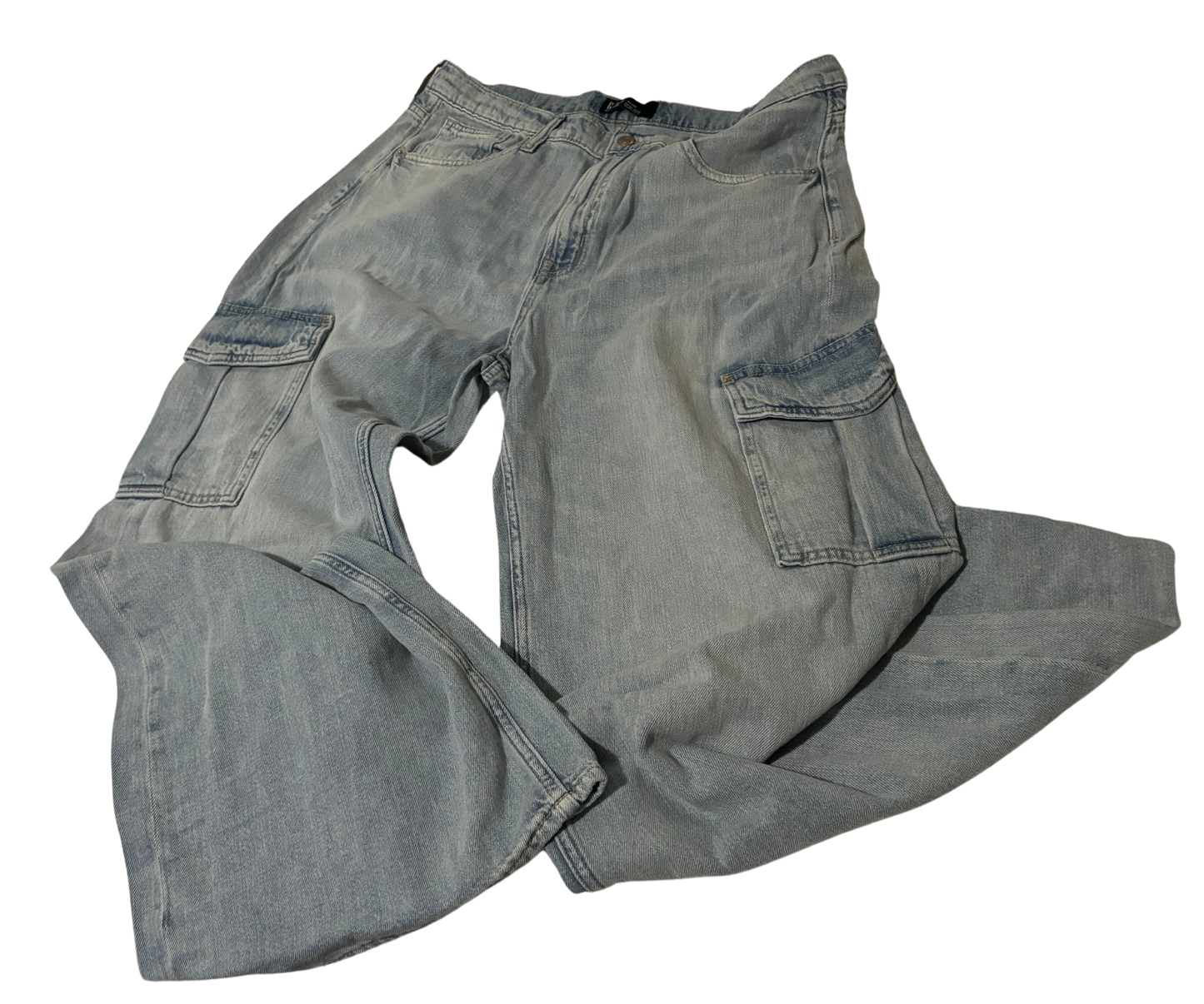 High Rise Wide-Leg Cargo Jeans