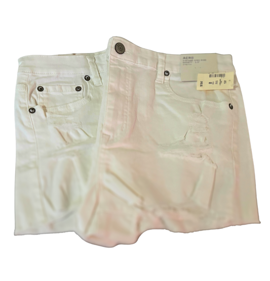 High-rise Denim Shorts-Bleach white