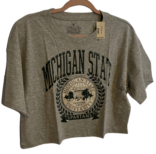Michigan State Cropped Boyfriend Graphic Tee