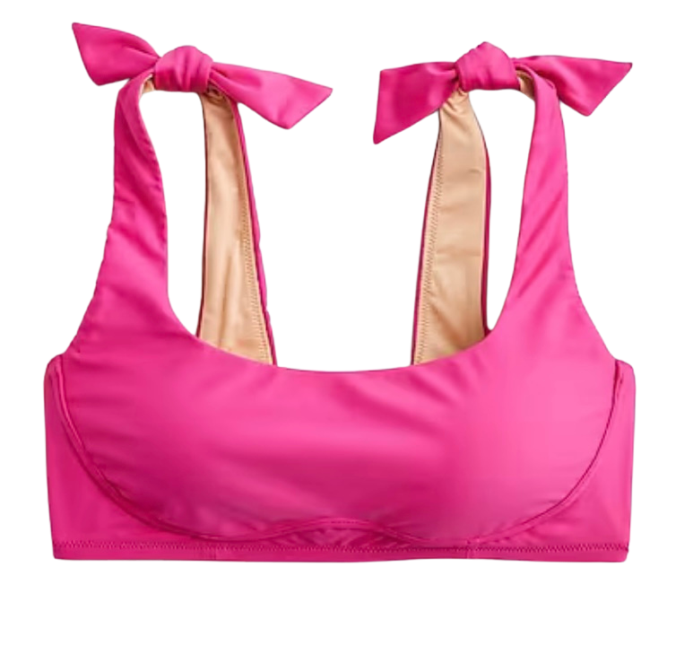 Tie-shoulder scoopneck bikini top