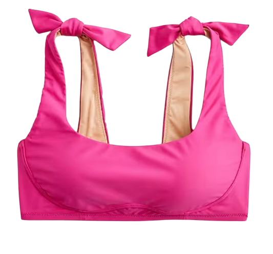 Tie-shoulder scoopneck bikini top