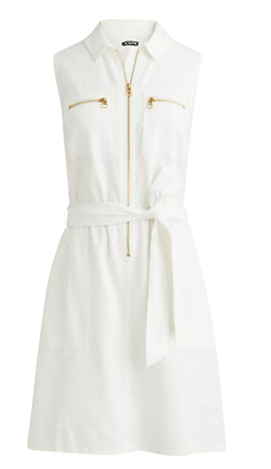 Zip-front linen-blend dress